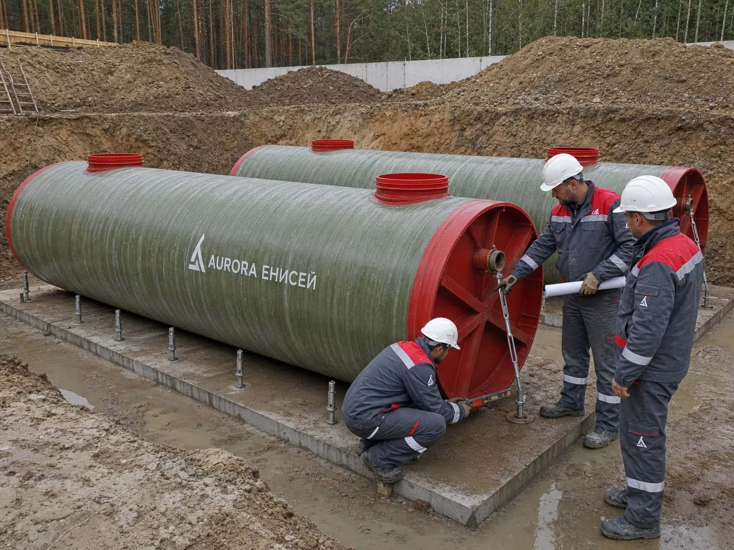 Шеф-монтаж и контроль установки резервуара инженером Aurora Енисей